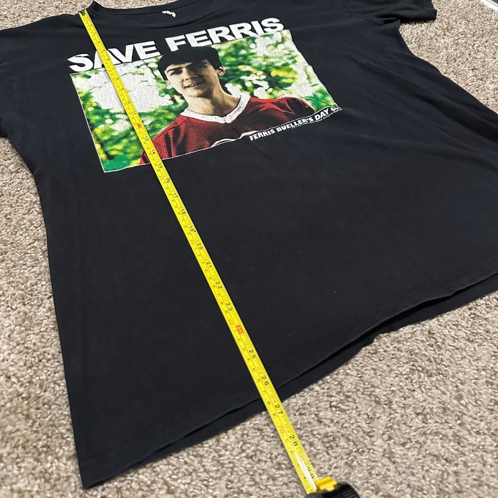 Ferris Buellers Day Off Mens XL Black Save Ferris Preowned Graphic Tee Cracking - Picture 5 of 5